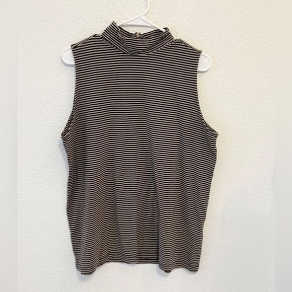 Chicos Striped Sleeveless Mockneck Top - Picture 2 of 4